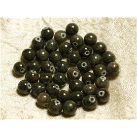 10pc - Stone Beads - Jade Gray Green Khaki 8mm 4558550013873
