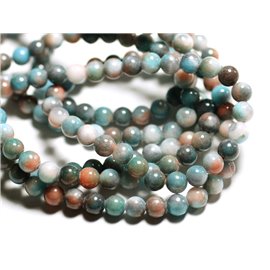 20pc - Stone Beads - Jade Balls 6mm Blue Turquoise Orange - 4558550013910 