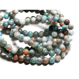 20st - Stenen Kralen - Jade Ballen 6mm Blauw Turquoise Oranje - 4558550013910 