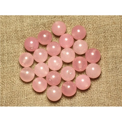 10pc - Perles de Pierre - Jade Boules 10mm Rose Clair  4558550005809 