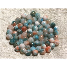 20pc - Perles Pierre Jade Boules 4mm Bleu Turquoise Orange Blanc - 4558550013934