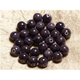 10pc - Stone Beads - Indigo Blue Violet Jade 10mm 4558550013972