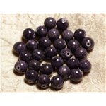 10pc - Perles de Pierre - Jade Bleu Violet Indigo 10mm   4558550013972