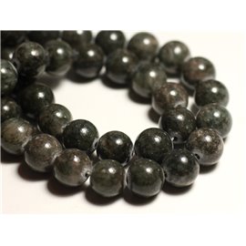 10pc - Stone Beads - Jade Balls 10mm Gray Green Khaki - 4558550013996 