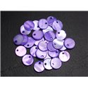 10pc - Perles Breloques Pendentifs Nacre Ronds Palets 11mm Violet   4558550014313