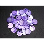 10pc - Perles Breloques Pendentifs Nacre Ronds Palets 11mm Violet   4558550014313