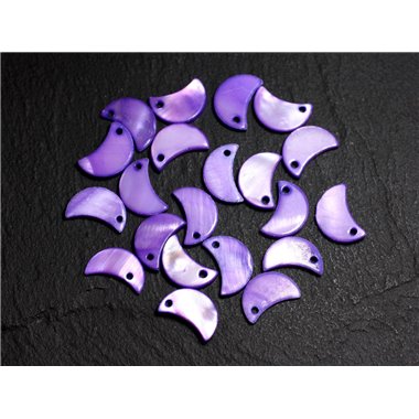 10pc - Perles Breloques Pendentifs Nacre Lune 13mm Violet  4558550014757 