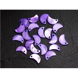 10pc - Pearl Charms Hangers Parelmoer Maan 13mm Paars 4558550014757 