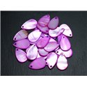 10pc - Perles Breloques Pendentifs Nacre Gouttes 19mm Violet Rose  4558550014405