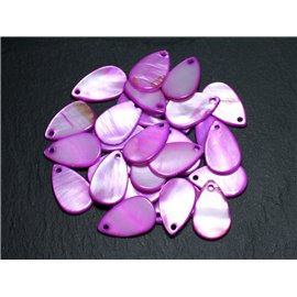 10pc - Colgantes con dijes de perlas Gotas de nácar 19 mm Púrpura Rosa 4558550014405