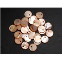 10pc - Perles Breloques Pendentifs Nacre Ronds Palets 11mm Orange  4558550014412