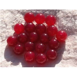 8 Stück - Steinperlen - Jadekugeln 12mm Rot Rosa Himbeere 4558550014429