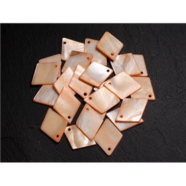10pc - Perles Breloques Pendentifs Nacre Losanges 21mm Orange   4558550014443