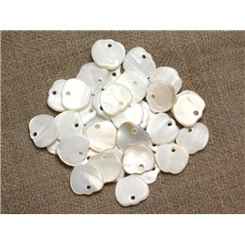 10Stk - Perlen Charms Anhänger Weiß Perlmutt Äpfel 12mm 4558550014467