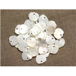 10pc - Perles Breloques Pendentifs Nacre Blanche Pommes 12mm  4558550014467