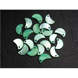 10pc - Charms con pendente in madreperla con luna 13mm verde 4558550014597