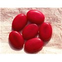 1pc - Perle de Pierre - Jade Rouge Rose Framboise Ovale 25x18mm   4558550014634