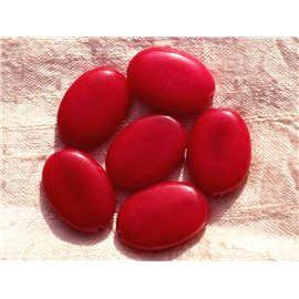 1pc - Perle de Pierre - Jade Rouge Rose Framboise Ovale 25x18mm   4558550014634