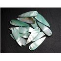 10pc - Perles Breloques Pendentifs Nacre Gouttes 35mm Vert Turquoise - 4558550014696