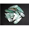 10pc - Breloques Pendentifs Nacre Gouttes 35mm Vert Turquoise   4558550014696