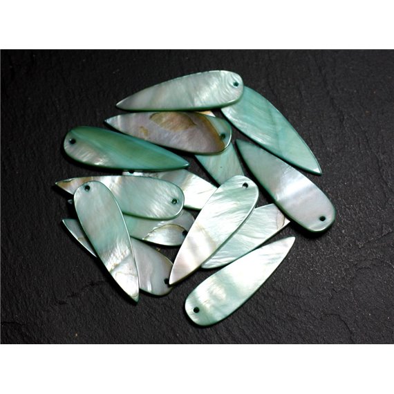 10pc - Breloques Pendentifs Nacre Gouttes 35mm Vert Turquoise   4558550014696