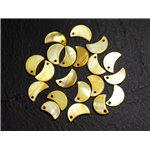 10pc - Perles Breloques Pendentifs Nacre Lune 13mm Jaune  4558550014740