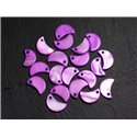 10pc - Perles Breloques Pendentifs Nacre Lune 13mm Violet Rose  4558550014320 