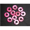 10pc - Perles Breloques Pendentifs Nacre Donuts Cercles 15mm rouge rose fuchsia framboise - 4558550014795