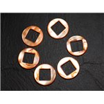 2pc - Perles Composants Connecteurs Nacre Cercles et Losanges 19mm Orange  4558550014801