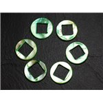 2pc - Perles Composants Connecteurs Nacre Cercles et Losanges 19mm Vert  4558550014849