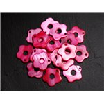 10pc - Perles Breloques Pendentifs Nacre Fleurs 19mm Rouge Rose  4558550014887