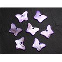 10pc - Perles Breloques Pendentifs Nacre Papillons 20mm Violet  4558550014894