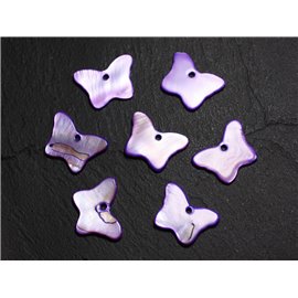 10pc - Abalorios Dijes Colgantes Nácar Mariposas 20 mm Púrpura 4558550014894