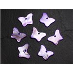 10pc - Perles Breloques Pendentifs Nacre Papillons 20mm Violet  4558550014894