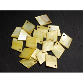 10pc - Colgantes con dijes de perlas Diamantes de nácar 21 mm Amarillo 4558550014931