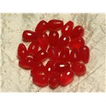 4pc - Perles de Pierre - Jade Gouttes Facettées 12x8mm Rouge   4558550022264