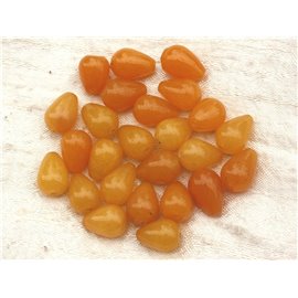4Stk - Steinperlen - Jade Tropfen 14x10mm Gelb Orange Safran Senf - 4558550020505
