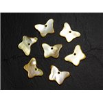 10pc - Perles Breloques Pendentifs Nacre Papillons 20mm Jaune  4558550015129