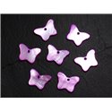 10pc - Perles Breloques Pendentifs Nacre Papillons 20mm Violet Rose  4558550015136