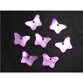 10pc - Mother of Pearl Butterfly Pendants Charms Beads 20mm Purple Pink 4558550015136