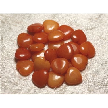 6pc - Perles de Pierre - Jade Orange Coeurs 15mm   4558550015211 