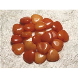 6pc - Cuentas de piedra - Corazones de color naranja jade 15 mm 4558550015211 