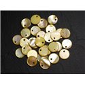 10pc - Perles Breloques Pendentifs Nacre Ronds Palets 11mm Jaune  4558550015228