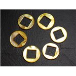 2pc - Perles Composants Connecteurs Nacre Cercles et Losanges 19mm Jaune  4558550015235