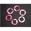 2pc - Perles Composants Connecteurs Nacre Cercles et Losanges 19mm Rouge Rose  4558550015242