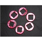 2pc - Perles Composants Connecteurs Nacre Cercles et Losanges 19mm Rouge Rose  4558550015242