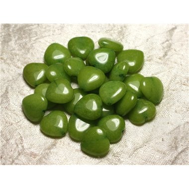 6pc - Perles de Pierre - Jade Verte Coeurs 15mm   4558550015273 