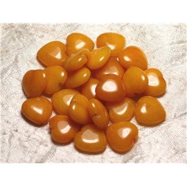 6pc - Stone Beads - Jade Yellow Orange Hearts 15mm 4558550015280 