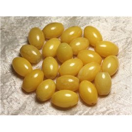 2pc - Stone Beads - Yellow Jade Olive 16x12mm 4558550015297