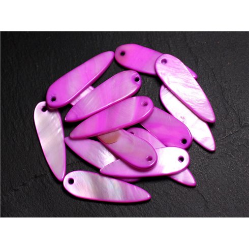 10pc - Breloques Pendentifs Nacre Gouttes 35mm Violet Rose   4558550015334